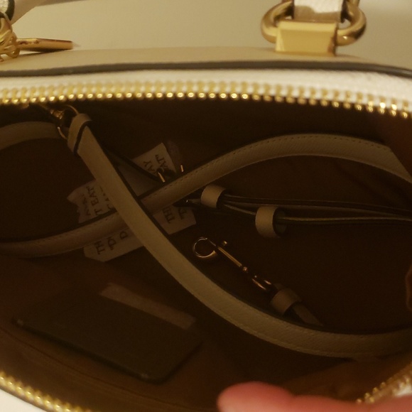 NWT Coach Katie Satchel Crossgrain Leather Purse Ivory/chalk color/ gold. - Picture 5 of 5